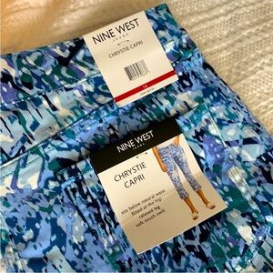 Nine West Christie Capri Super Cute Blue & White Print jeans Sz 14